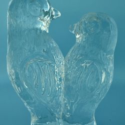 MCM Swedish Bergdala Glassworks Lovebirds Glass Sculpture, Mid-Century Modern Art  *Price Reduced 
