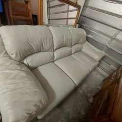 Pistachio Leather Couch And Love Seat