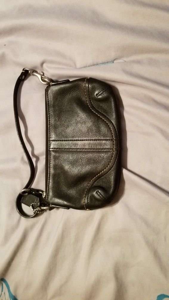 Leather COACH wristlet