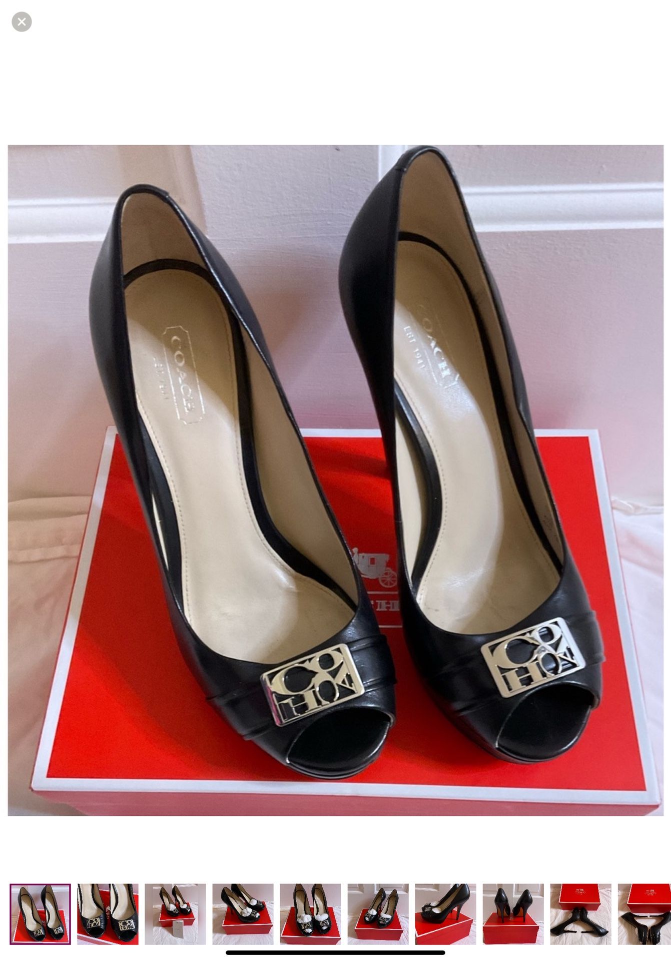 Coach Aliya Semi Matte Spiked Heels.