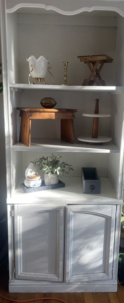 Large White Wood Display Cabinet / Bookcase