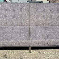 MCM Grey Futon with Chrome Legs 72L x 44W Open 32H Closed