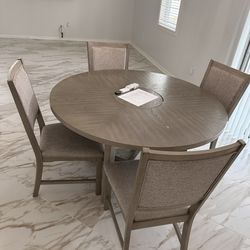 ✨ Modern Round Dining Table with 4 Chairs – Rotating Center ✨