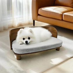 Elevated Pet Sofa Bed Wooden Cat Stool Bed for Small Dogs and Puppies, Waterproof, Removable Cozy Pa
