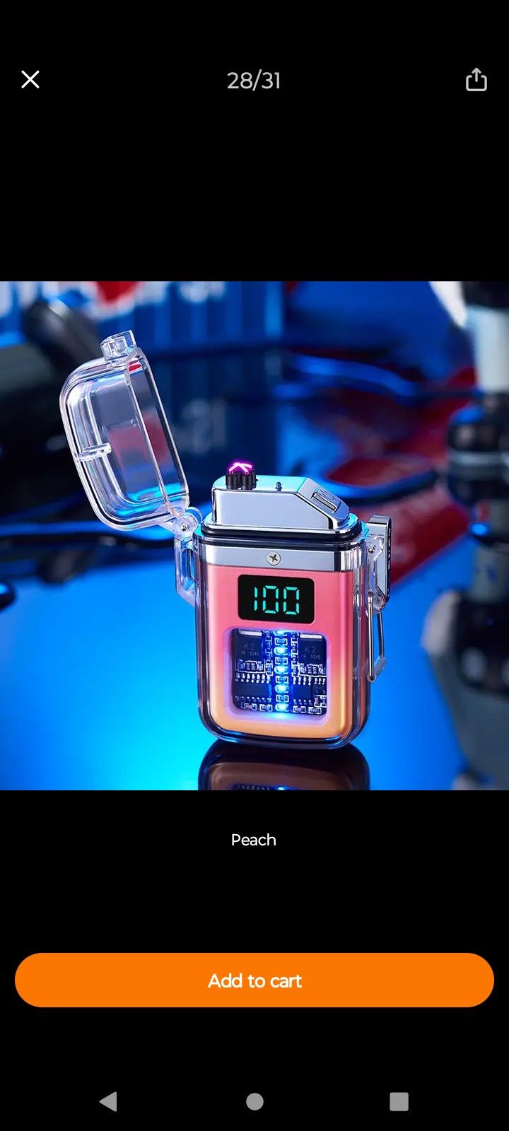 Weather Proof Lighter (Peach): READ Descript.