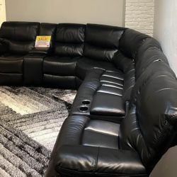 New year sale. Madrid black leather reclining sectional now $1499. Easy finance option. Same day delivery.