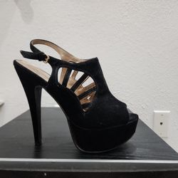 Black suade 6in high heels