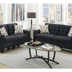 Black Sofa And Love Seat Set 