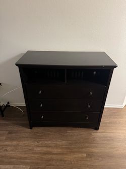 Black Wood Dresser with 3 Drawers