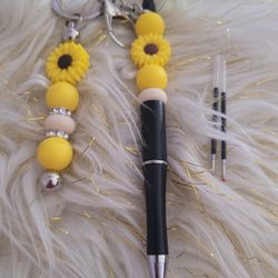 Sunflower Pen and Key Chain