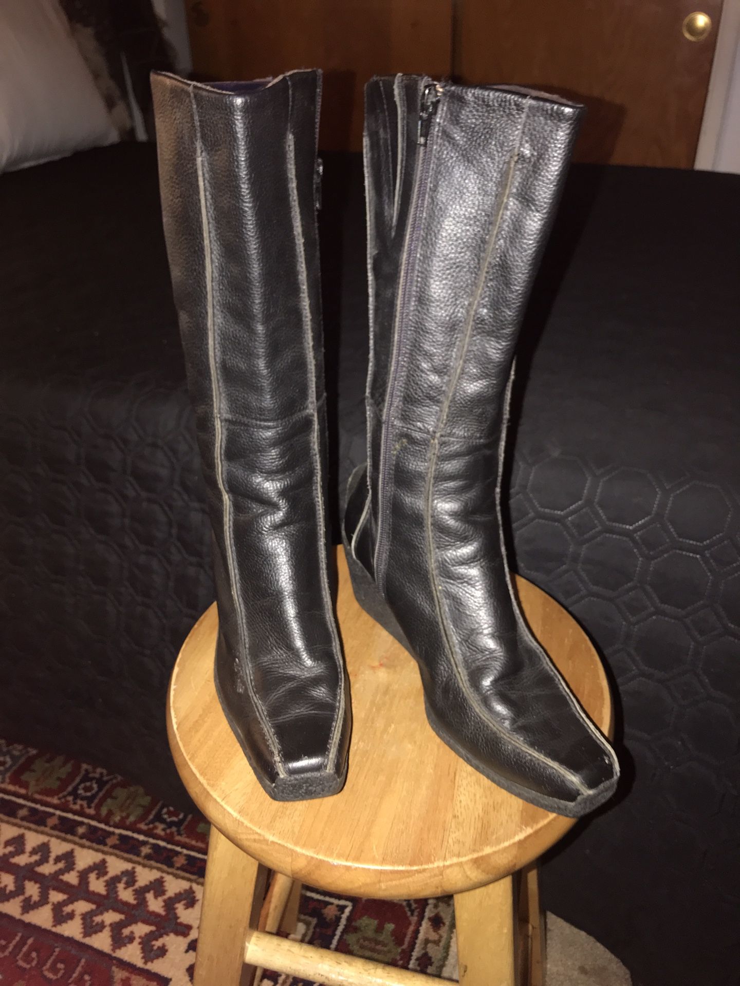 COOL LEATHER WEDGE BOOTS-sz 7