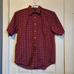Mens arrow short sleeve box pattern red white blue 16 16.5 large excellent condition!

