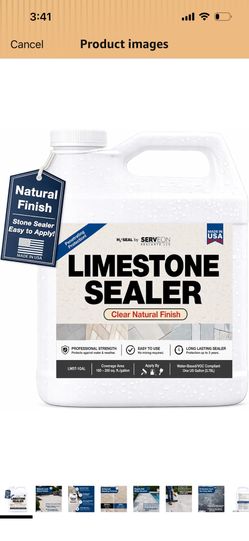 New Limestone Sealer (Clear Natural Finish) 1 Gal Water-based Penetrating Stone Sealer, Outdoor Indoor Waterproof Protection Pavers, Floor, Pool Decks