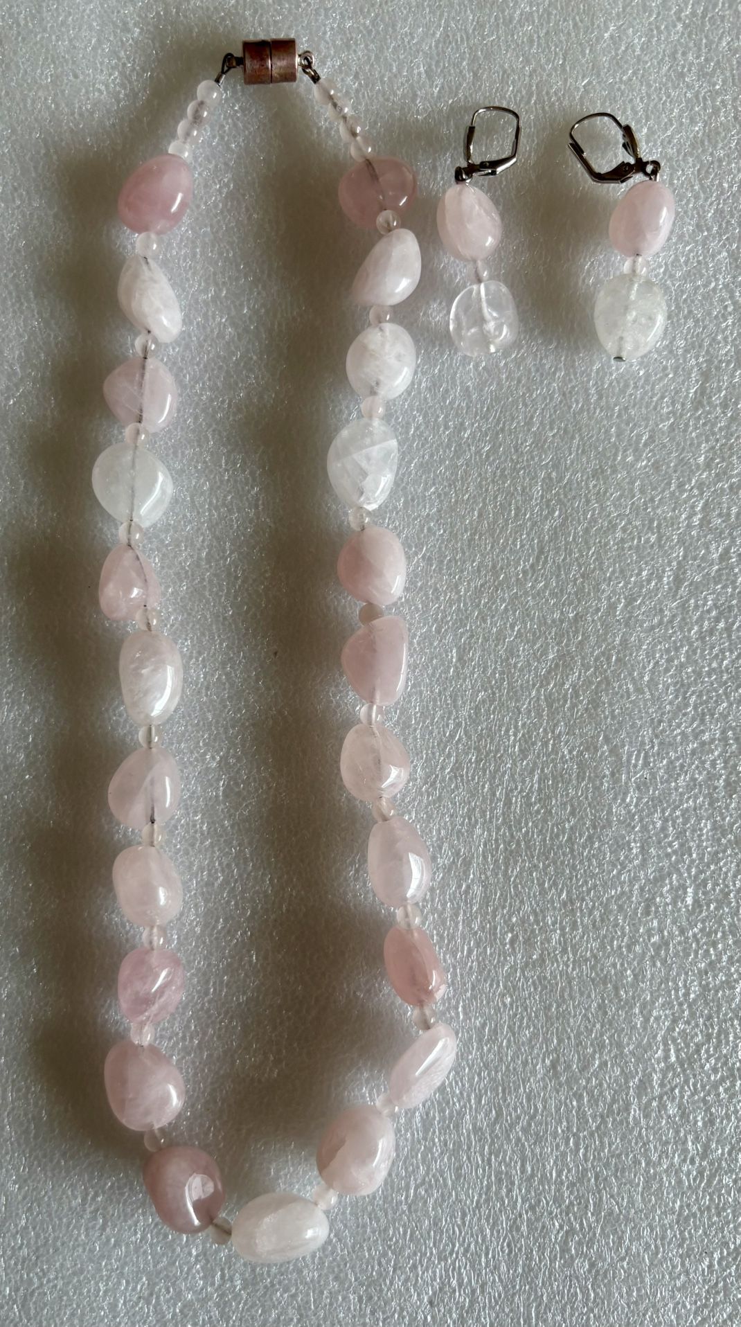 Rose Quartz Necklace And Earring Set