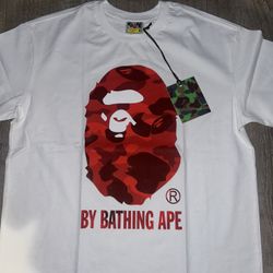 white and red bape tee