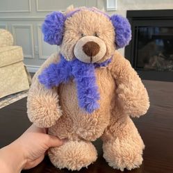BEVERLY HILLS TEDDY BEAR COMPANY 12&quot; Beige/Purple Plush Stuffed BEAR #13000 
