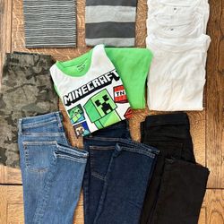 Bundle Of Boys Clothes Jeans, Shorts, T-Shirts, Pj’s, Under Shirts Lot(14)