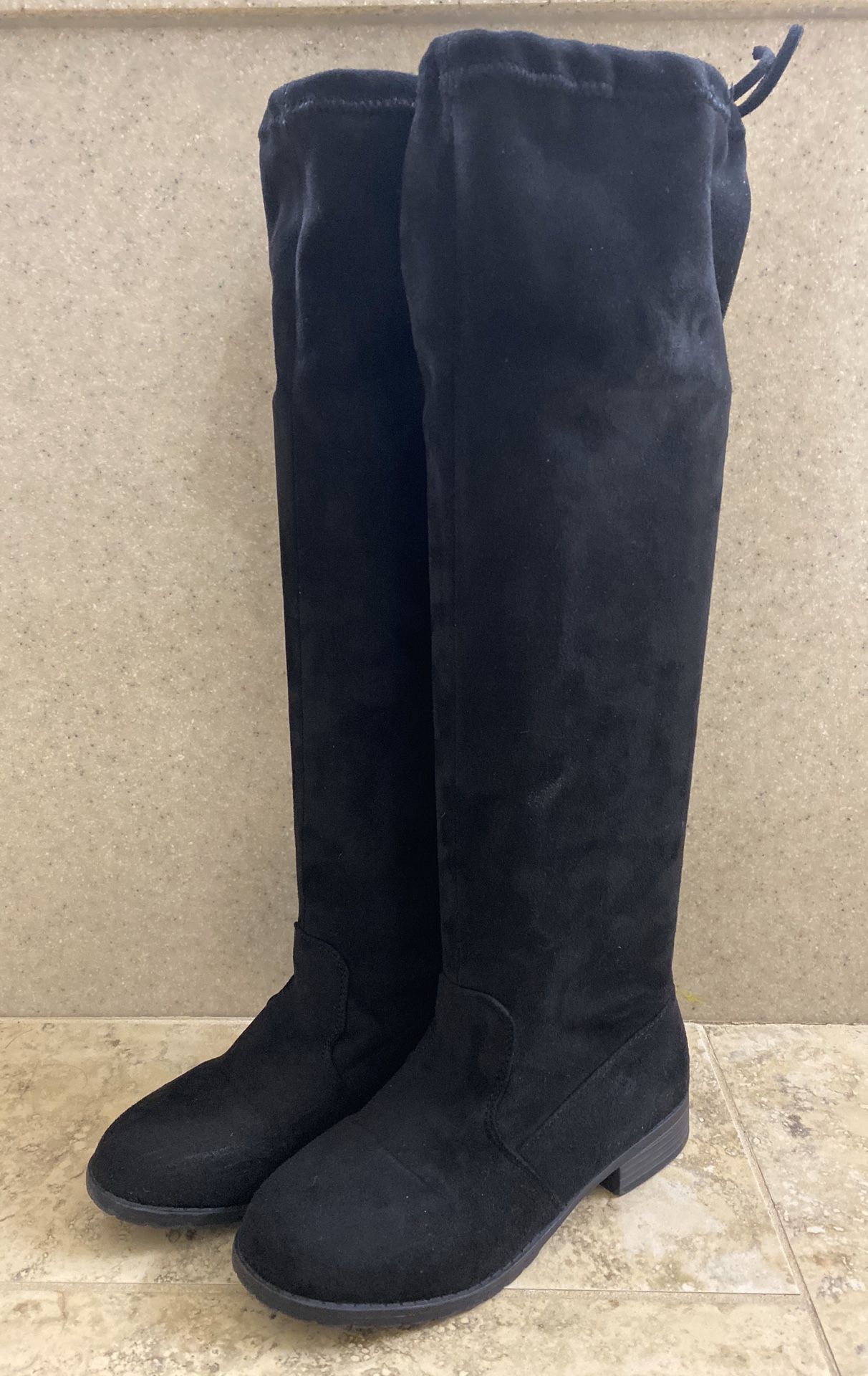 black faux suede over the knee boots (size 3)
