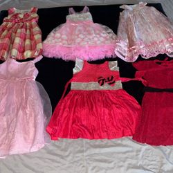 6 Pieces Christmas Dress Pink And Red Size-8(age 4 To 6 Years) Each Dress Is 12 Dollars 
