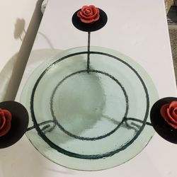 Glass Plate Candle Holder 
