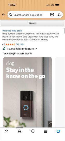 Ring Battery Doorbell, Venetian Bronze