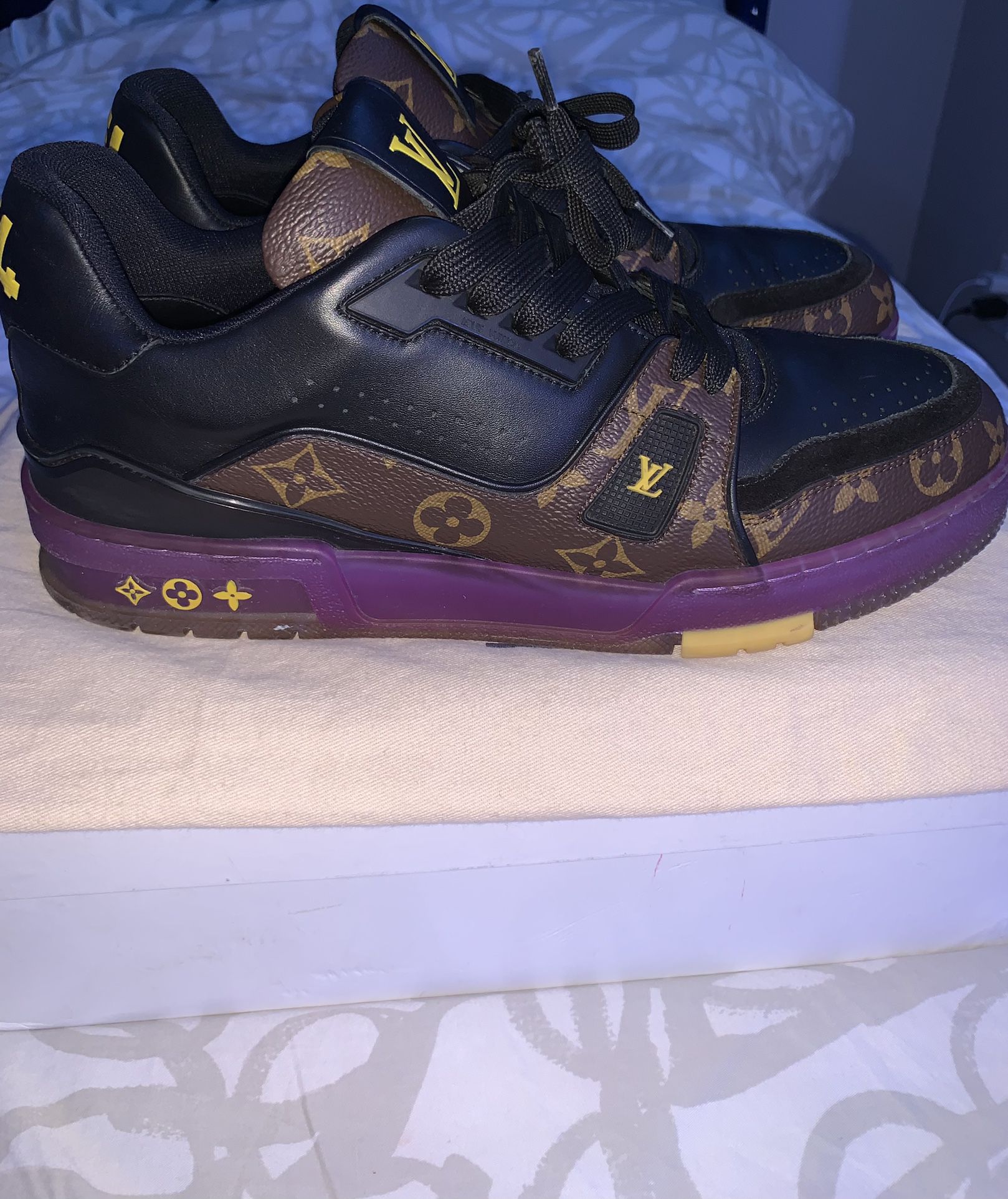 Louis Vuitton Trainer Monogram Denim Sneakers for Sale in Peck Slip, NY -  OfferUp