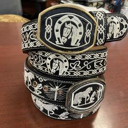 Cinturones De Piel Bordados 