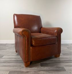 Sam Moore by La-Z-Boy Cognac Leather Nailhead Club Chair