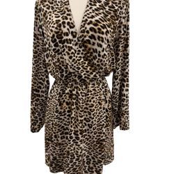Leopard Print Long-Sleeve Dress – Size Large