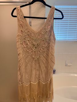 Babeyond Beaded Fringe Mini Dress + Gatsby Accessories Set