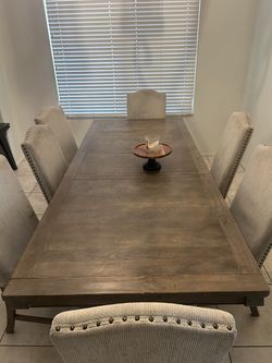 Real heavy wood dining table and chairs