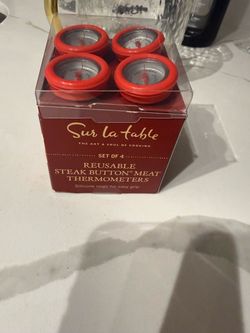 Sur La Table Reusable Steak Button Meat Thermometers (Set of 4) - Brand New