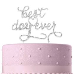 Silver Metal Best Day Ever Rhinestone Wedding Cake Topper Decoration