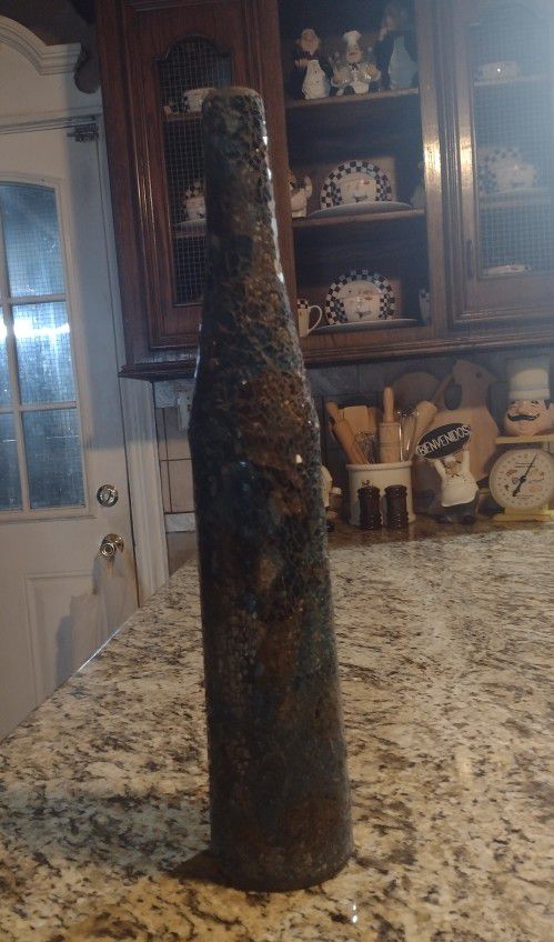 Crackeled Color Glass Decorative Bottle 20" Tall