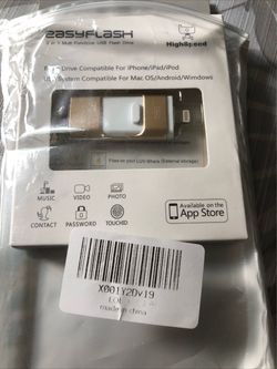 Easy Flash 3 In 1 USB Flash Drive - Gold Color, NEW