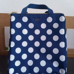 Kate Spade Insulated Lunch Bag (Navy Blue And White Polka Dot)