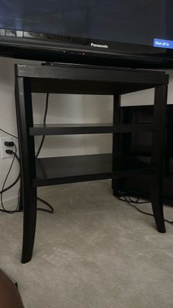Black 3-Tier Side Table / Small TV Stand - Solid Wood