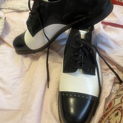 Men Stacy Adams Shoes Madison  White And Black Cap Toe Other And Snake Skin Size 8.5 D