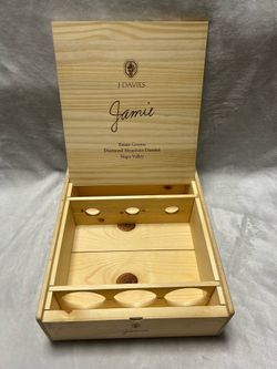 J. Davies wood wooden wine crate storage box