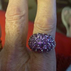 Amethyst Ring 3 Tcw Size 8 In Solid Sterling Silver 