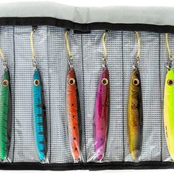 Flat Side Jigs Slow Vertical Irons Fast Ocean Lures w/ MUSTAD Hooks & OWNER Rings | Military Grade Kevlar Assist Cord | 9 Colors & 5 Weights | 