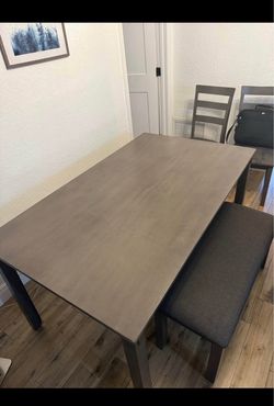 Dining table with bench and 2 chairs