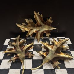 MCM Home Interiors NIB Brass Wall Decor Oak Leaves  ( S4)