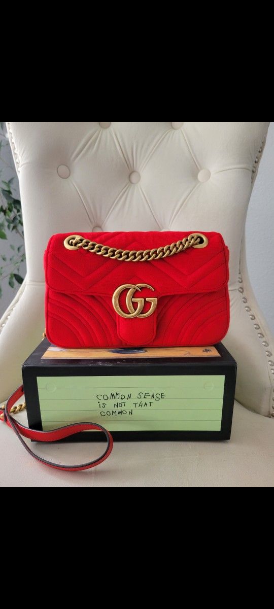 GG  Red Velvet Bag GG Small Marmont 