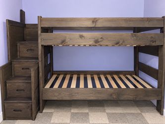 Bunk beds with storage in stairs
