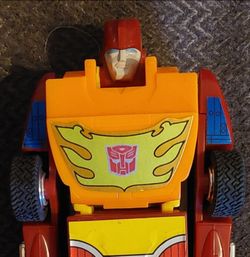 Vintage 1986 Transformers G1 Rodimus Prime Action Figure With Trailer And Shield - Like New Condition - Hot Rod - Rare - Original