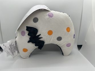 Light Up Halloween Moon Pillow Bats 12”x6” NWT Home Decor Spooky Goth Soft
