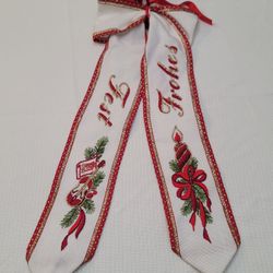 Christmas Frohes Fest-Merry Celebration-hanging Bow with bells 