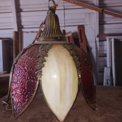 Slag Glass Fixture Mid Century 