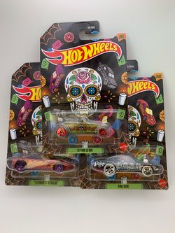 Hot Wheels Dia De Los Muertos themed die-cast car set